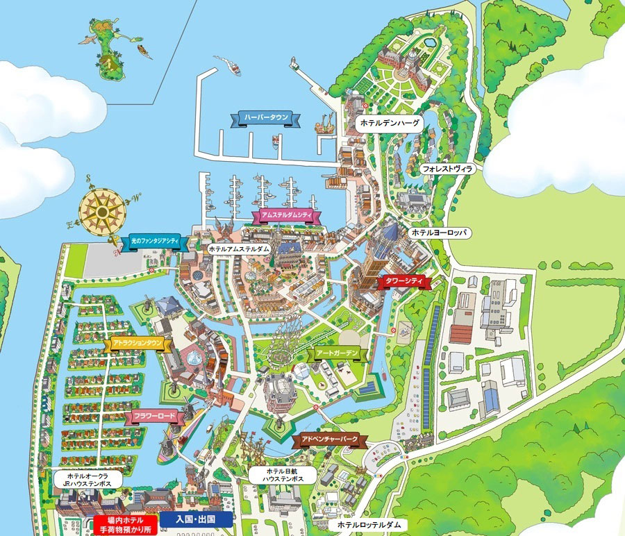ハウステンボス場内外の地図