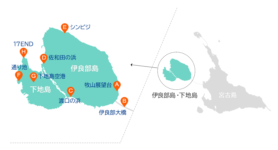 伊良部島人気スポット・観光情報地図
