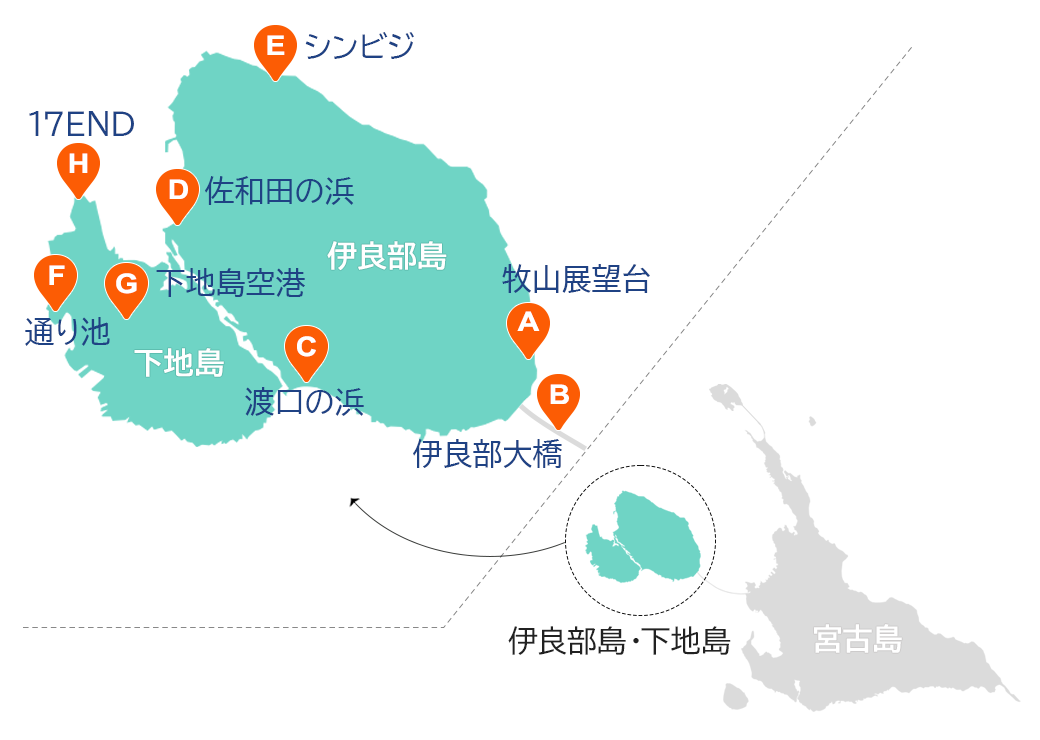 伊良部島人気スポット・観光情報地図