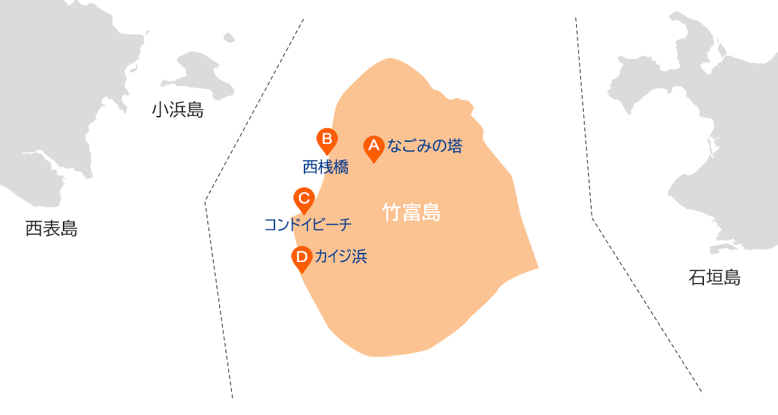 竹富島人気スポット・観光情報地図