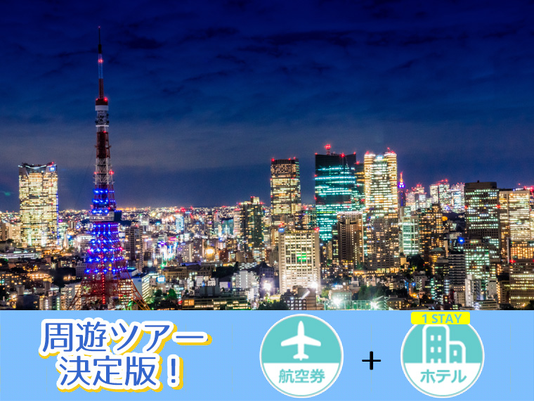 東京・横浜・千葉・アレンジ自由自在!選べるホテル1泊付・九州発 1泊6日 延泊延長OK!